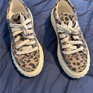 Casadei Leopard Print Sneakers with Cream Accents